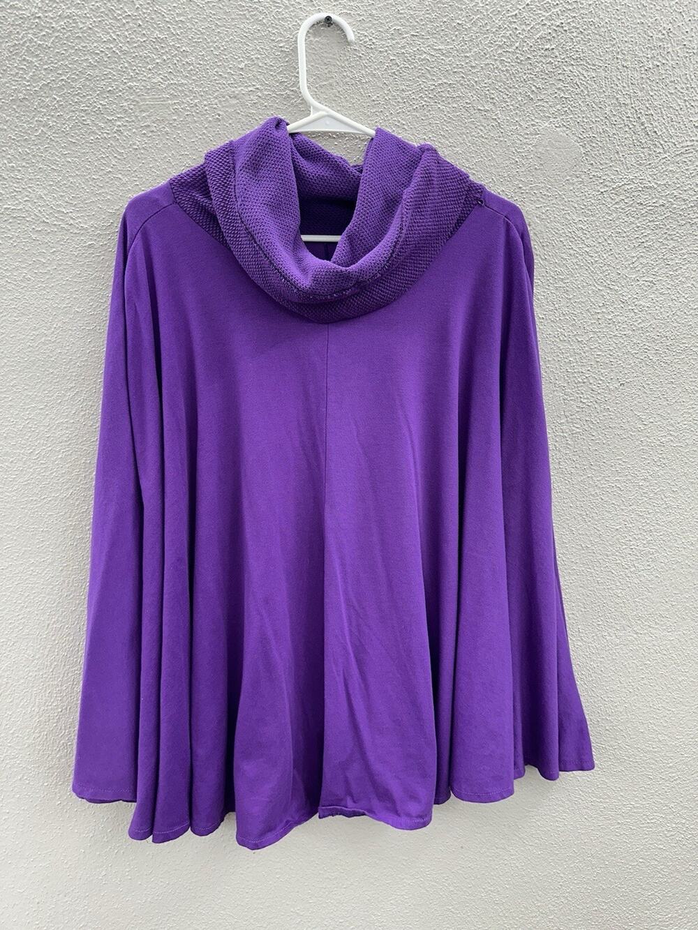 Ardee Womens Poncho Sweater Size Large Purple Crowl Neck Pullover Vintage